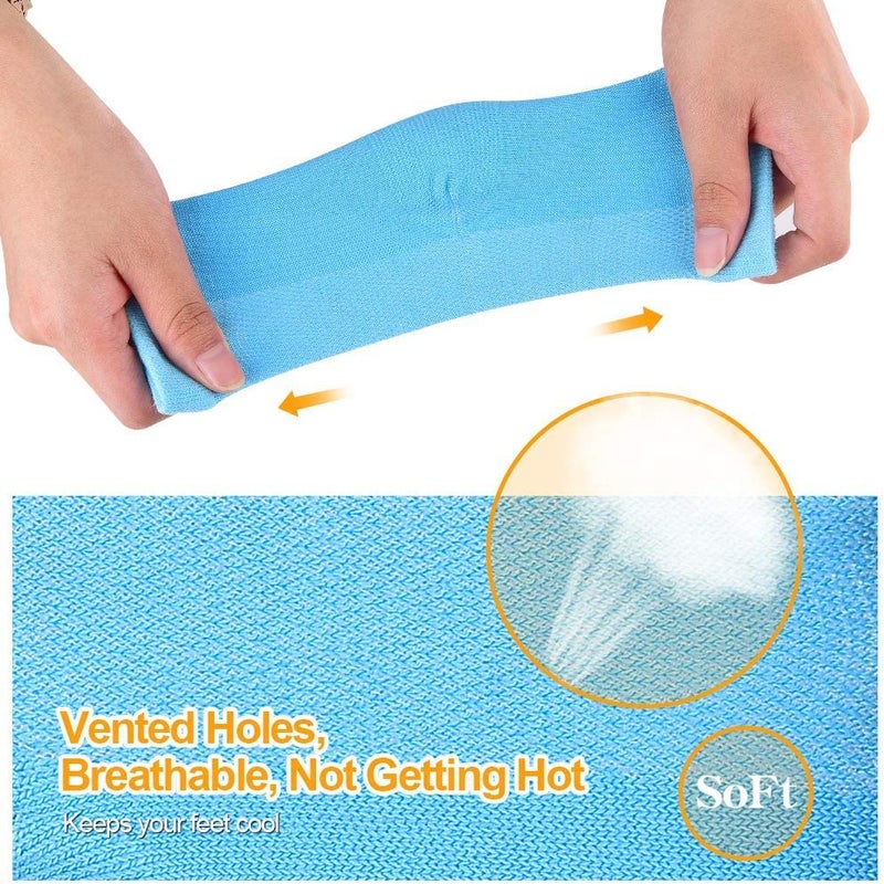 CGBOOM Moisturizing Gel Heel Socks Vented Unisex Day Night Toe Open Feet Care Dry Skin (2P_BlueWhite) - Image 5